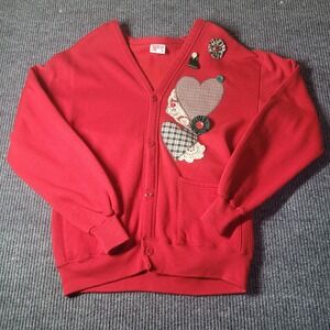 Sunbelt Sportswear Button Cottagecore Grannycore Cardigan, One Size, Red